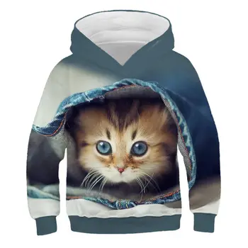 2020 Noua Moda Toamna Iarna Hanorace Pisica Drăguț Copii Brand de Îmbrăcăminte pentru Copii Pentru Fete cu Maneca Lunga Print 3d Cat Topuri Haine pentru Copii
