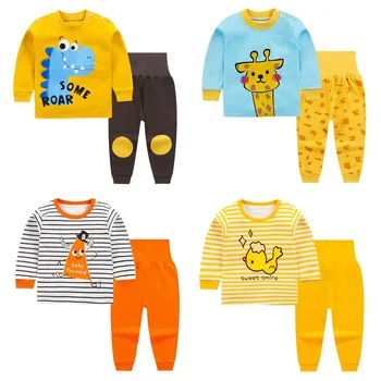Toamna Iarna Haine pentru Copii Pentru Baieti Fete T-shirt + Pantaloni de Bumbac Seturi de Copii Pijamale Copii 2 Bucata Set Toddler Utilaje