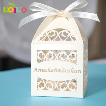 Nume personalizate logo-ul cu laser tăiat suveniruri de nunta nunta romantica cutie de bomboane
