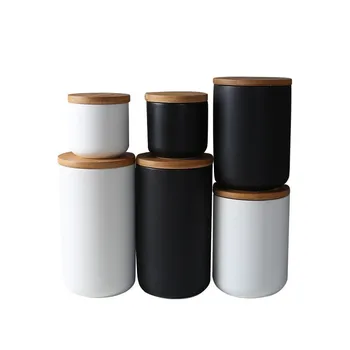 Ceramica Borcane Sigilate Și Bambus Capac Bucătărie Acasă Pentru Vrac Recipient Pentru Condimente Condimente Alimentare Cafea Ceai, Zahăr Sticle Set