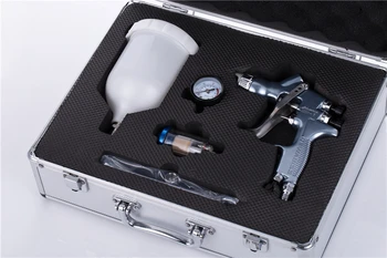 Aer pistol Pneumatic set turbionara de tip hvlp/LVMP Vopsire Pistol de Pulverizare Set +MINI-repair spray +manometru + filtru + reparații + cutie de Aluminiu