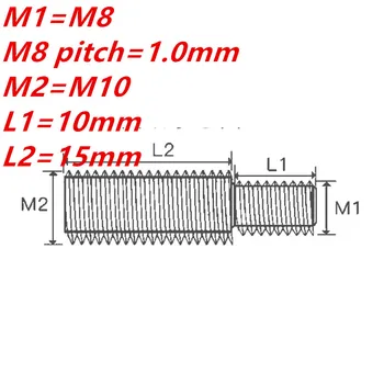 M8*1*10-M10*15 din oțel inoxidabil 304 dinți subțiri Converter Reducerea Bolt Camera Adaptor de Conversie Șurub Capete Duble Screw1235
