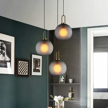 Nordic modern, simplu minge de sticlă LED E27 pandantiv lumini interior lămpi de iluminat restaurant dormitor scara decor agățat de lumina
