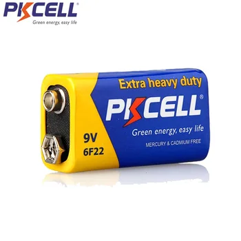 12PC PKCELL 9V 6F22 Baterie de 9 Volti Egal cu CR9V ER9V 6LR61 baterii Extra heavy duty Carbon-Zinc Baterie pentru electronice therm