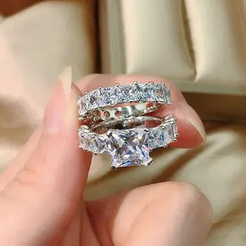 Wong Ploaie Clasic Argint 925 Creat Moissanite Diamante Piatră Prețioasă Nunta Logodna Lux Inel Pentru Femei Bijuterii Fine