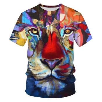 Animal Leu tigru față de om tricou 3D printe Noi vrac leu majestic casual moda de vara Tricou Harajuku supradimensionat tricou