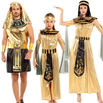 Halloween Petrecere De Carnaval Exotic Cleopatra Egiptean Faraon Costume Pentru Barbati Femei Copii Petrecere De Anul Nou Printesa Cosplay