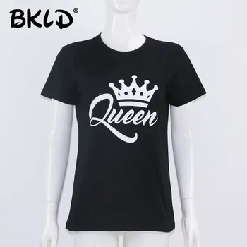 BKLD Regele Regina Cupluri T Shirt de Imprimare Crown Câteva Haine de Vara T-shirt 2019 Casual, O-gât Topuri Iubitorii de Tricou