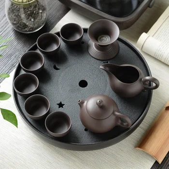 Pătrat Rotund Din Ceramica Tava Ceramica Simplu Kung Fu Set De Ceai Japonez Retro Oală De Masă Poartă Bord Ceai De Stocare A Apei Uscat Bubble