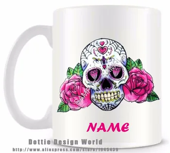 Personalizate Mexican craniu de Zahăr ziua morților cana Ceramica alba de cafea ceasca de ceai amuzant noutate cana de Ziua de nastere Cadouri de Paști