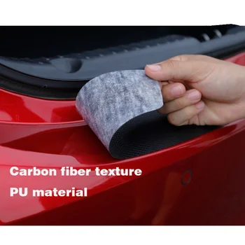 Piele PU fibre de Carbon Styling Accesorii Auto Dupa garda Bara Spate Portbagaj Garda Placa Pentru Ford Fiesta 2009-2017