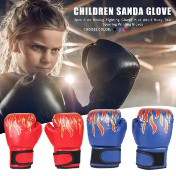 1 Pereche de copii pentru Copii Mănuși de Box Flacara ochiurilor de Plasă Respirabil PU Piele de Formare Mănuși de Luptă Sanda Box Mănuși de Formare