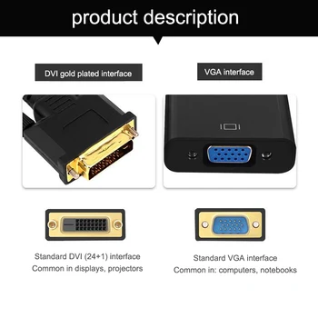 BKSCY DVI tata-VGA Female Video Converter Adaptor DVI 24+1 25 Pin DVI-D la VGA Adaptor de Cablu pentru TV, PS3, PS4, PC Display