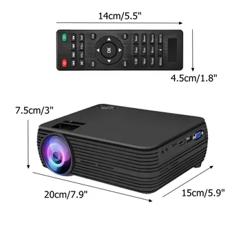 Proiector LCD Suport 1080p HD Multimedia Home Cinema Smart Home Theater Proiector cu LED-uri compatibil HDMI VGA AV SD USB