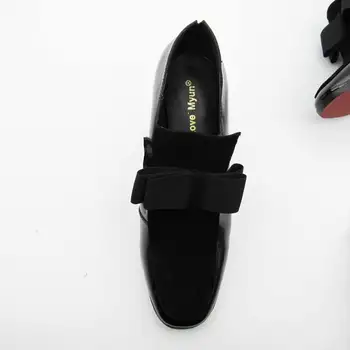 Nou Fund Roșu unic tocuri inalte pompe square toe din piele pantofi femei, femei Sexy negru chaussure femme176