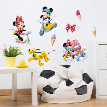 Disney mickey minnie mouse dulce tub de autocolante de perete pentru camere de copii petrecere decor acasă desene animate decalcomanii de perete din pvc de artă murală diy poster