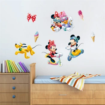 Disney mickey minnie mouse dulce tub de autocolante de perete pentru camere de copii petrecere decor acasă desene animate decalcomanii de perete din pvc de artă murală diy poster
