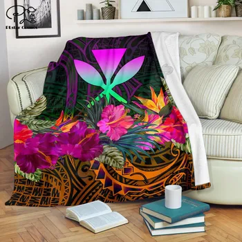 Vara Hibiscus Polineziene stil Pătură 3D imprimate Sherpa Pătură pe Pat, Textile de Casa de Vis ACCESORII pentru CASA