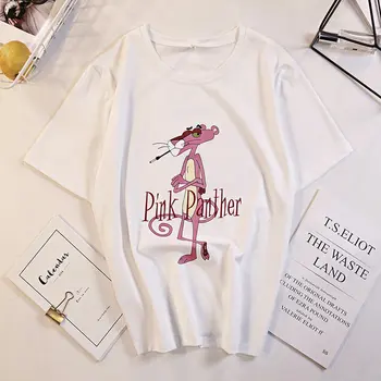 T-shirt Pentru Femei, de Bumbac Mâneci Scurte Pink Panther Print Top Teuri Doamnelor Desene animate Tricouri Femei Casual de Vara T-shirt