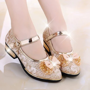 Noi de Vara Fete Pantofi de Piele pentru Copii Fete Copii Printesa Bowknot Alunecare pe Adidași Pearl Diamant Unic de Pantofi pentru Copii Pantofi de Dans