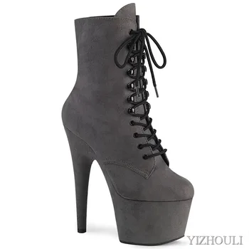 7 inci, sexy glezna cizme pentru femei, tocuri stiletto, 17 cm, dans pol petrecere de performanță etapă cizme