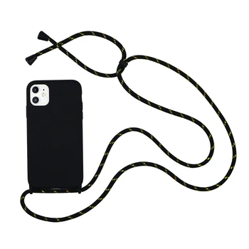 Crossbody Colier Cazuri Telefon Mobil pentru iPhone 11 X XS MAX XR 6s 6 7 8 Plus Curea Silicon Acoperă cu Curea de gât lanț funda