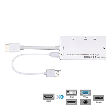 Compatibil HDMI la VGA/Audio/compatibil HDMI/DVI 4in1 Dongle Adaptorului Multiport Splitter Converter Pentru HDTV, PC, Monitor, Proiector