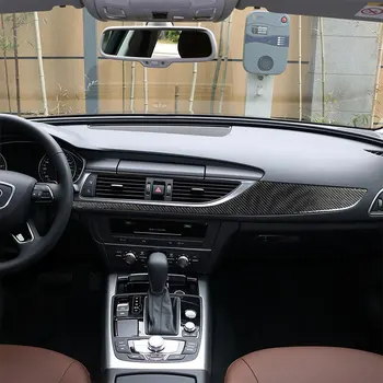 Fibra De Carbon Accesorii Auto Interior Dashboard Panou De Protecție Acoperă Ornamente Autocolante Pentru Audi A6 A7 2012-2018