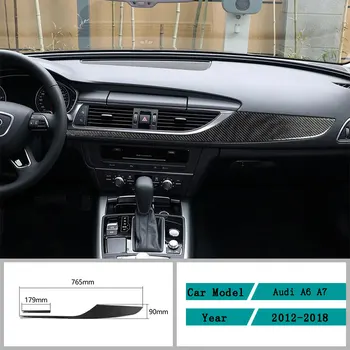 Fibra De Carbon Accesorii Auto Interior Dashboard Panou De Protecție Acoperă Ornamente Autocolante Pentru Audi A6 A7 2012-2018