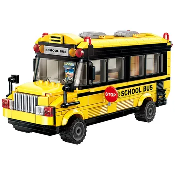 Luminează-Bloc de Colorat Oraș Edifica Autobuz Școlar 4 Cifre 440pcs de Învățământ Cărămizi de Jucărie Pentru Fata Cadou